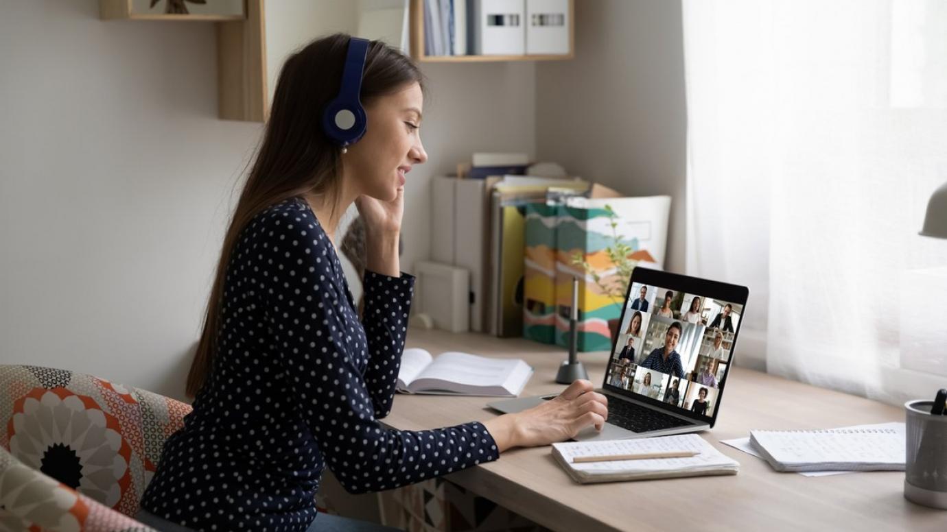 Young woman in a virtual meeting