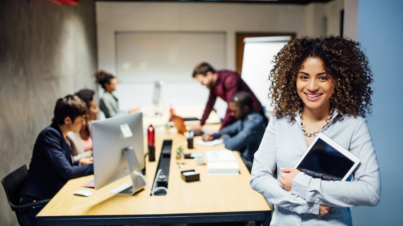 Young female professional in an office space
